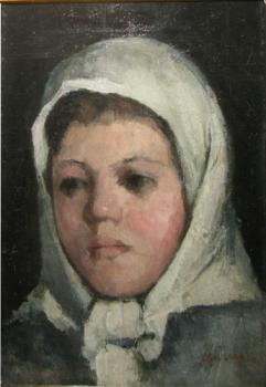 Ion Andreescu : White headscarf girl head